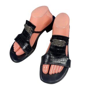 Brighton Mavis Slide Sandal in Black Crocodile Women's 10